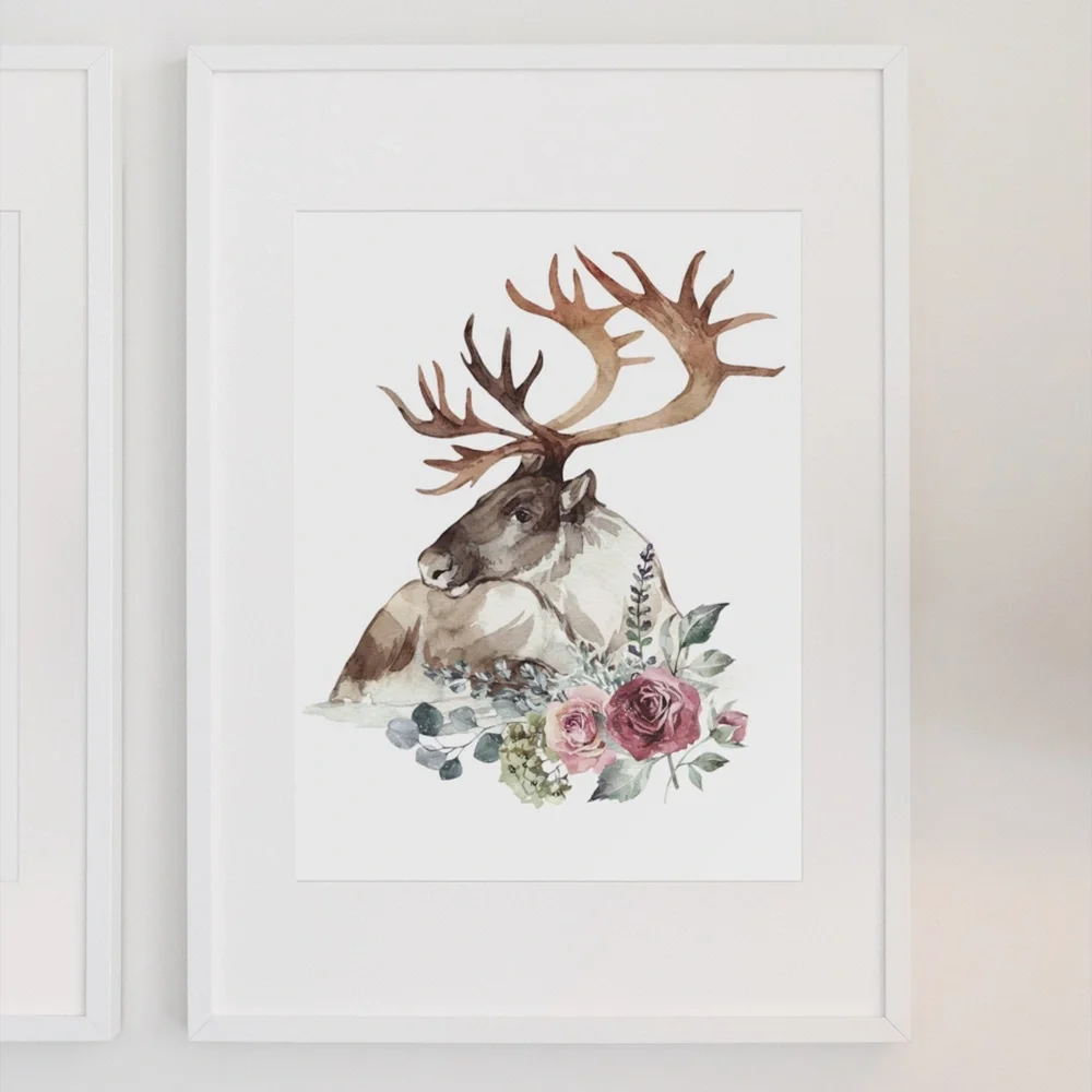 Moose Elk Deer Watercolor Wall Art Print Poster UNFRAMED - Picture 5 of 10